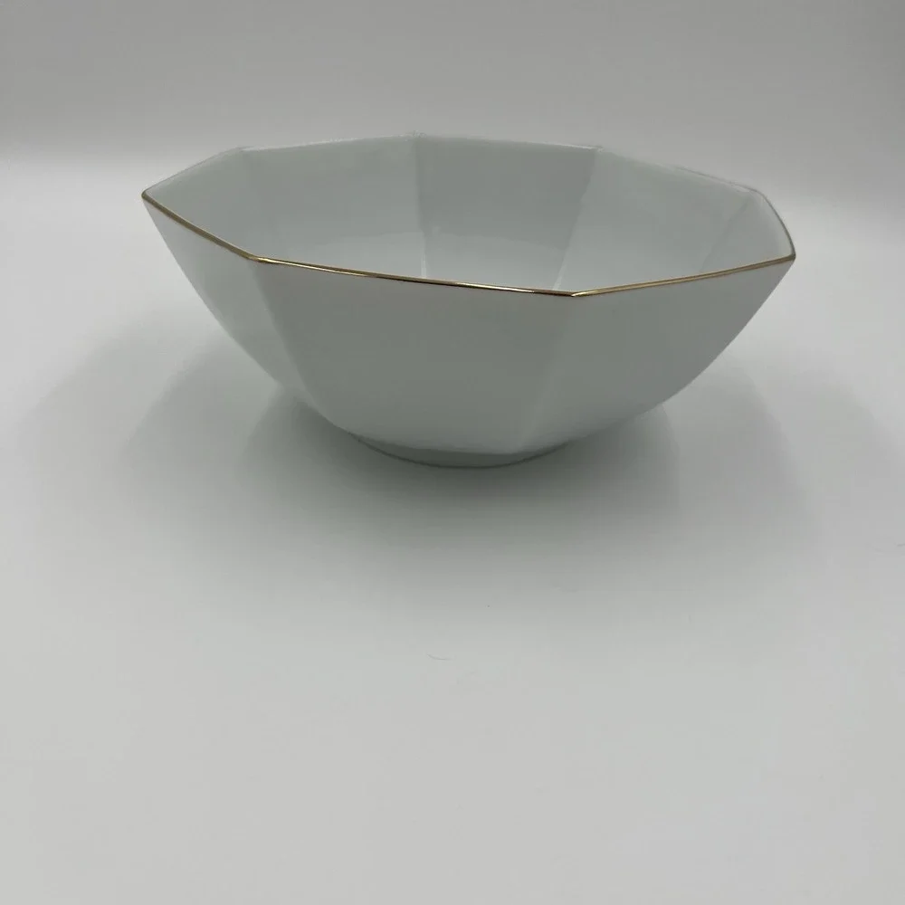 Shaddy Fine China Japan Octagonal Bowl‎ Floral Butterfly Gold Rimmed